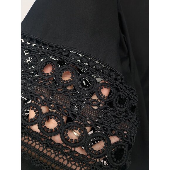 Chicos Button Up Poplin Top Women Size 16 Crochet Balloon Sleeve Romantic Office - Picture 5 of 8